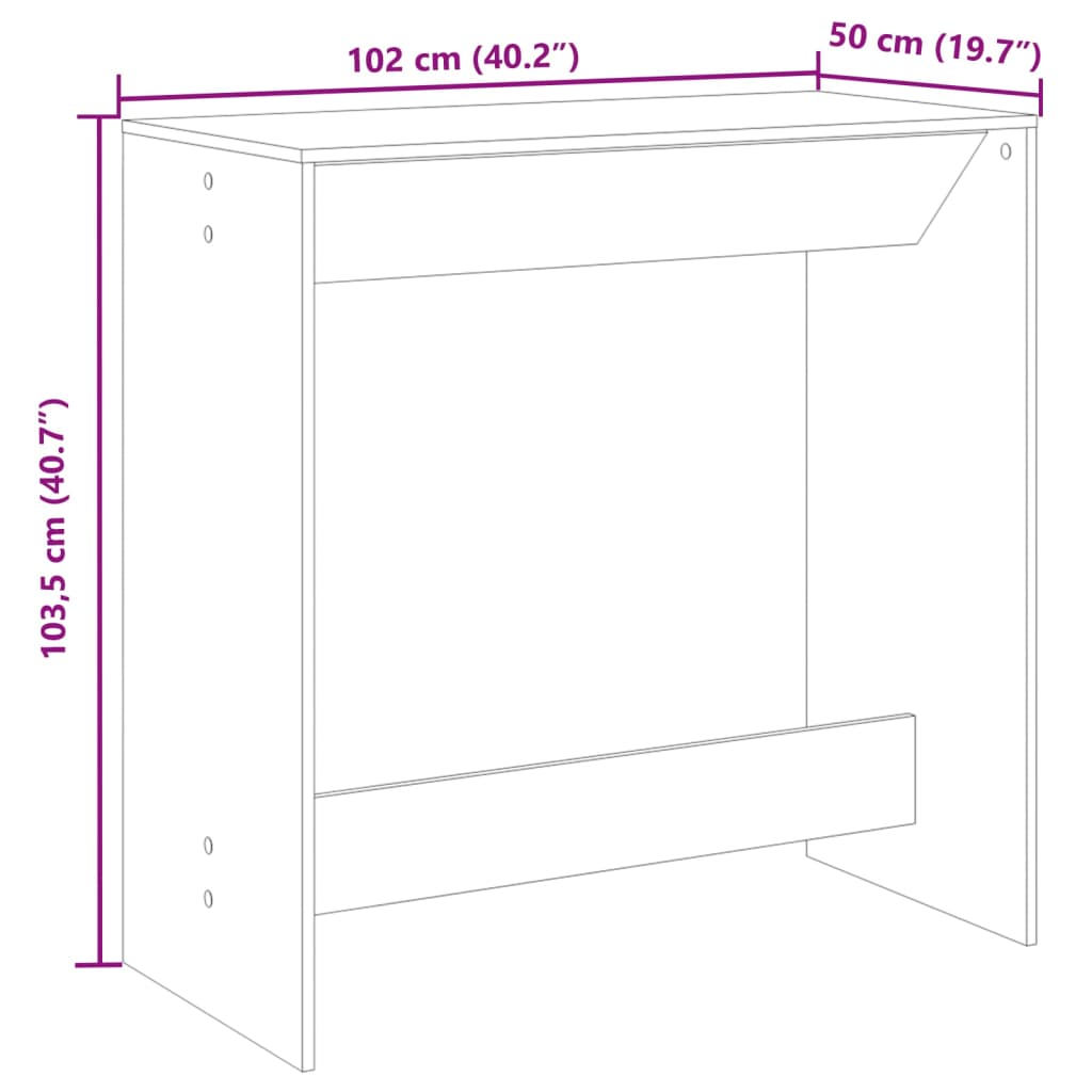 vidaXL Τραπέζι Μπαρ Sonoma Δρυς 102x50x103,5εκ. Επεξεργ. Ξύλο