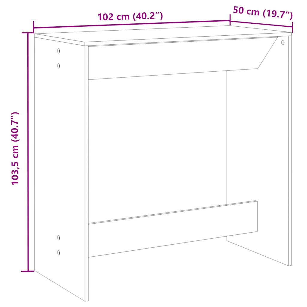 vidaXL Τραπέζι Μπαρ Καπνιστή Δρυς 102x50x103,5εκ. Επεξεργ. Ξύλο