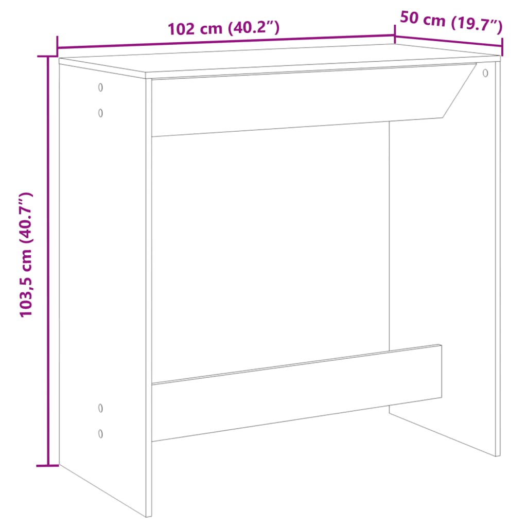 vidaXL Τραπέζι Μπαρ Αρτισιανή Δρυς 102x50x103,5 εκ. Επεξ. Ξύλο