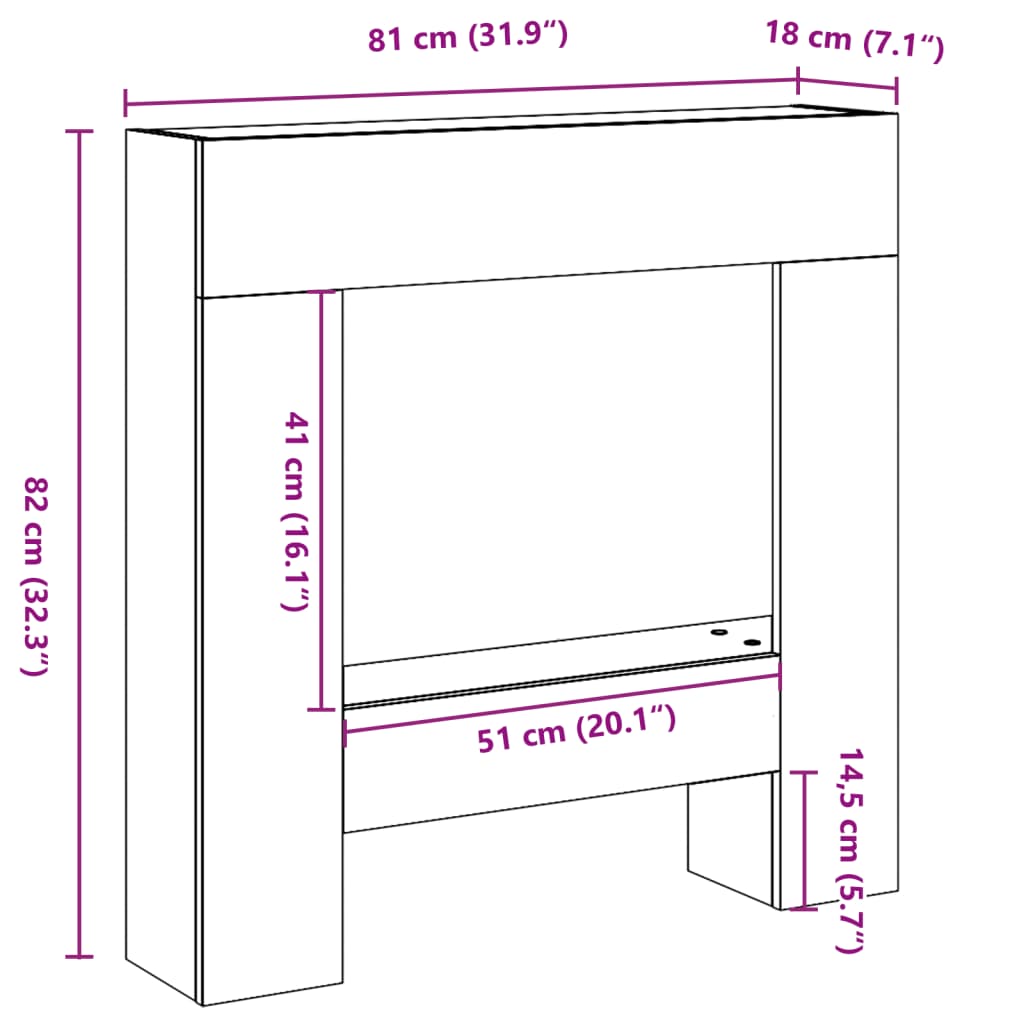 vidaXL Πλαίσιο Τζακιού Λευκό 81x18x82 εκ. από Επεξ. Ξύλο