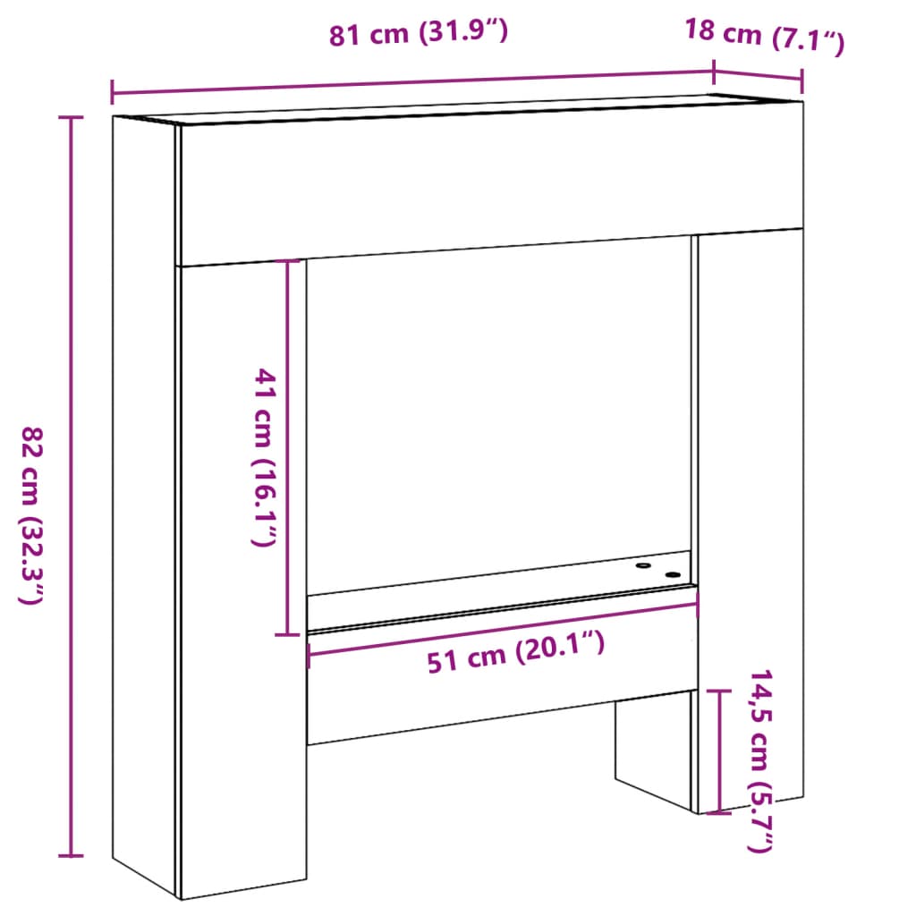 vidaXL Πλαίσιο Τζακιού Γκρι Σκυρ. 81x18x82 εκ. από Επεξ. Ξύλο