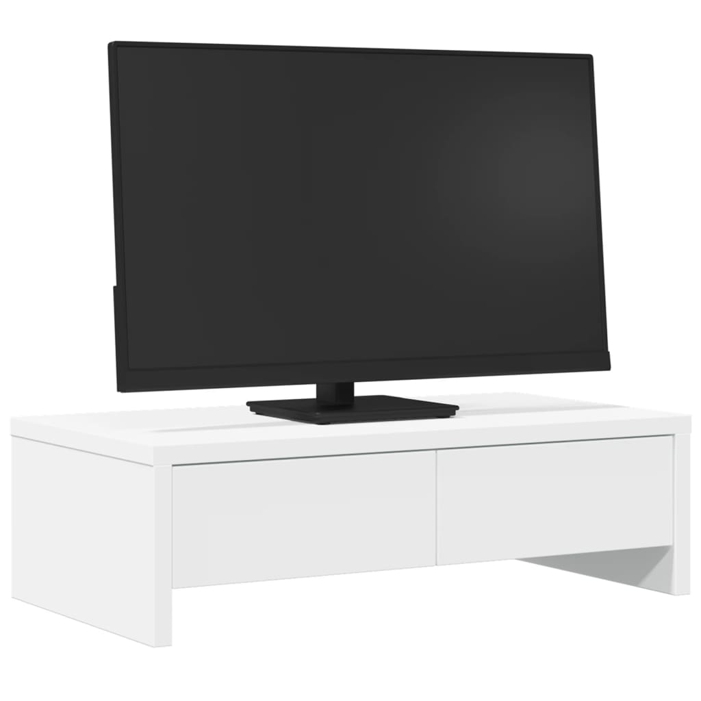 vidaXL Βάση Οθόνης με Συρτάρια Λευκή 50x27x15 εκ. Επεξεργασμένο Ξύλο