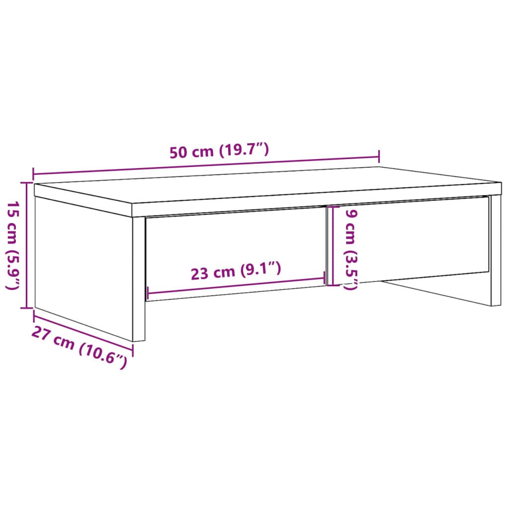 vidaXL Βάση Οθόνης με Συρτάρια Μαύρο 50x27x15 εκ. Επεξεργασμένο Ξύλο