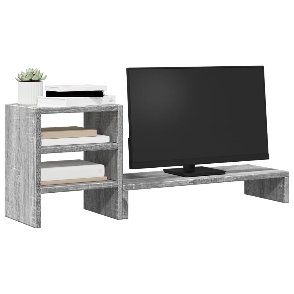 vidaXL Βάση Οθόνης με Organiser Γραφείου Γκρι Sonoma από Επεξ. Ξύλο