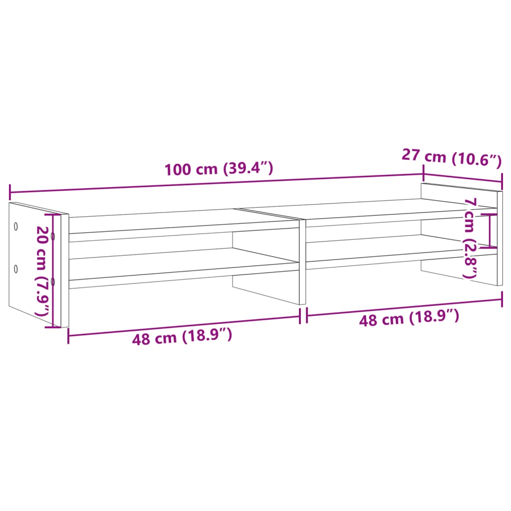 vidaXL Βάση Οθόνης Sonoma Δρυς 100x27x20 εκ. από Επεξ. Ξύλο