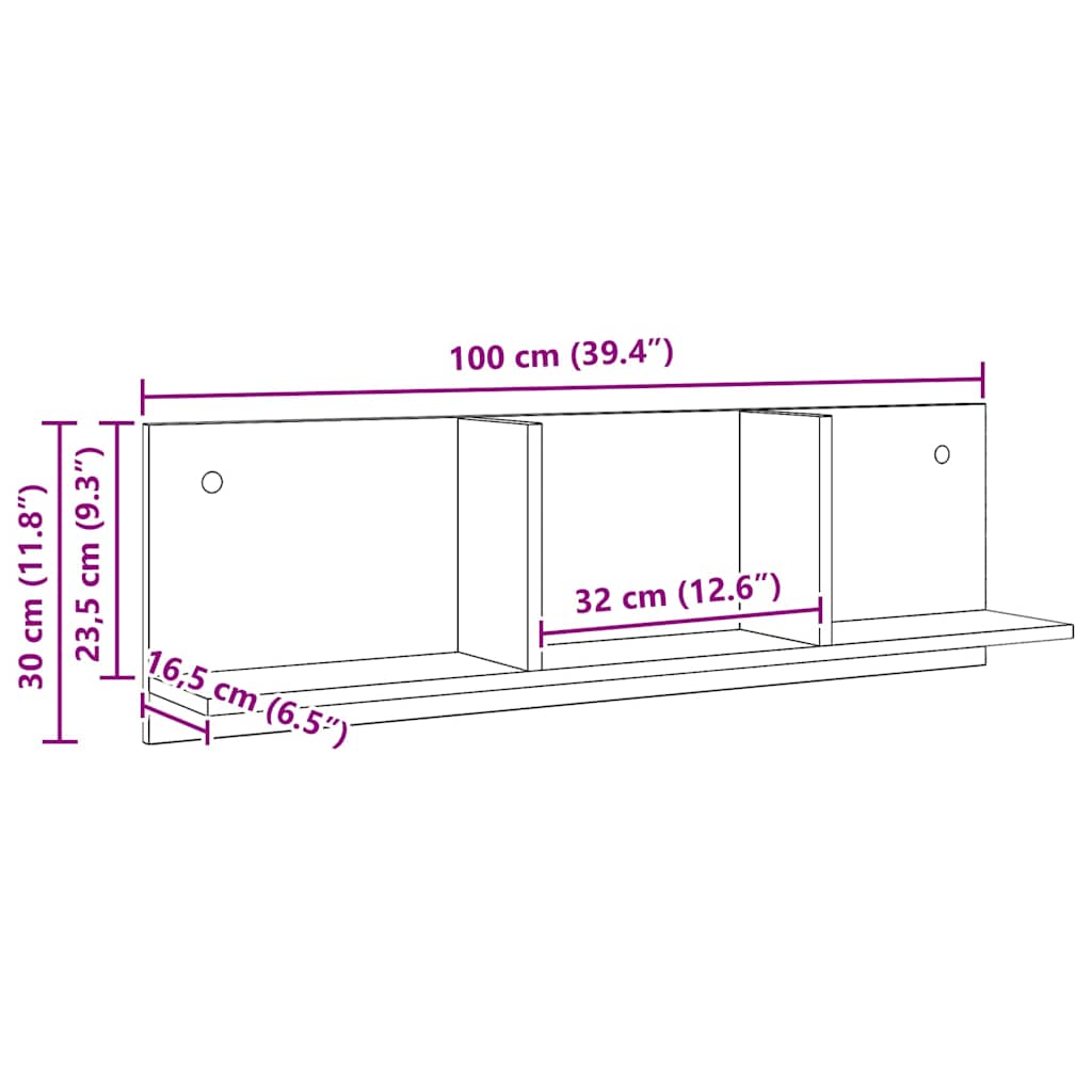 vidaXL Ντουλάπι Τοίχου Αρτισιανή Δρυς 100x16,5x30εκ Επεξεργασμένο Ξύλο