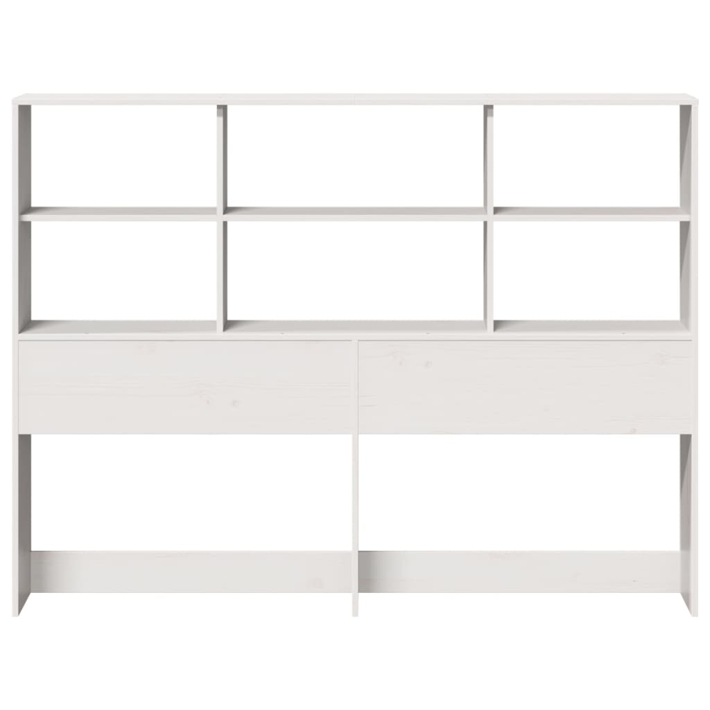 vidaXL Κεφαλάρι με Αποθ. Χώρο Λευκό 160 εκ. από Μασίφ Ξύλο Πεύκου