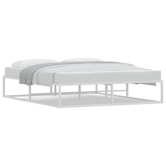 vidaXL Πλαίσιο κρεβατιού χωρίς στρώμα Λευκό 160x200 cm Μεταλλικό