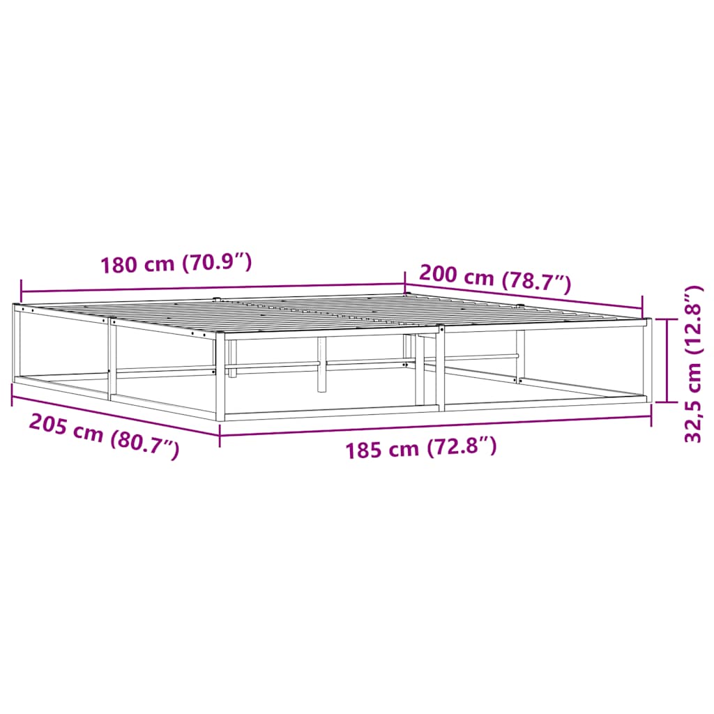 vidaXL Πλαίσιο κρεβατιού χωρίς στρώμα Λευκό 180x200 cm Μεταλλικό