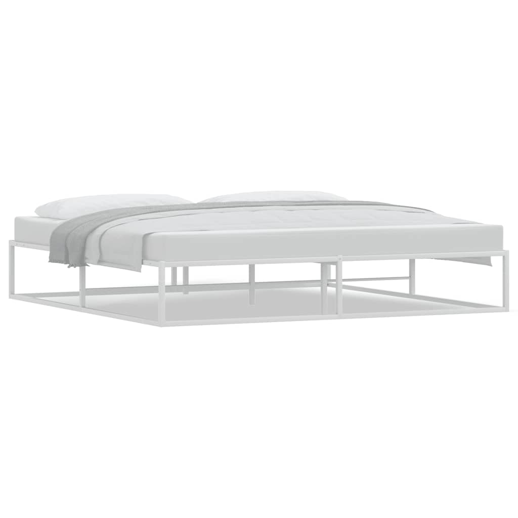 vidaXL Πλαίσιο κρεβατιού χωρίς στρώμα Λευκό 200x200 cm Μεταλλικό