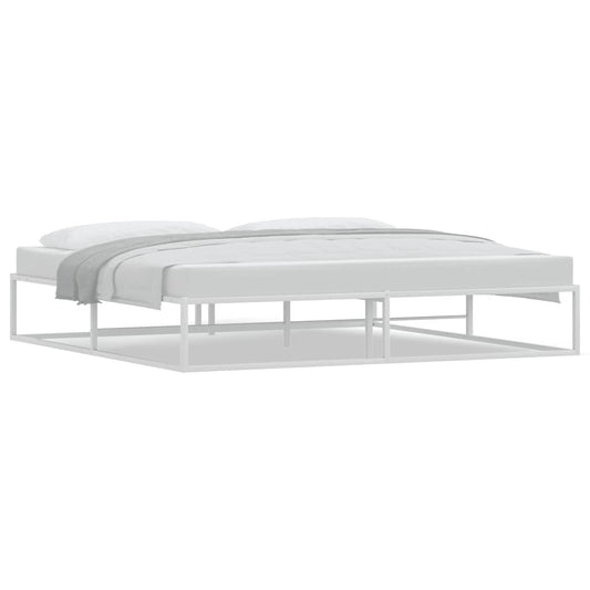 vidaXL Πλαίσιο κρεβατιού χωρίς στρώμα Λευκό 200x200 cm Μεταλλικό