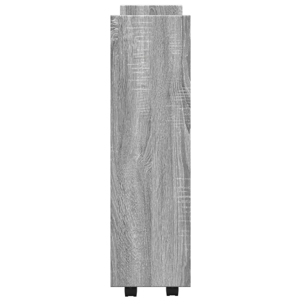 vidaXL Τρόλεϊ Αποθήκευσης Στενό 3 Επιπέδων Γκρι Sonoma Επεξ. Ξύλο