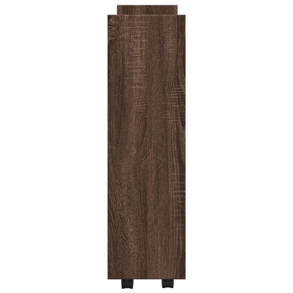 vidaXL Τρόλεϊ Αποθήκευσης Στενό 3 Επιπέδων Καφέ Δρυς Επεξ. Ξύλο