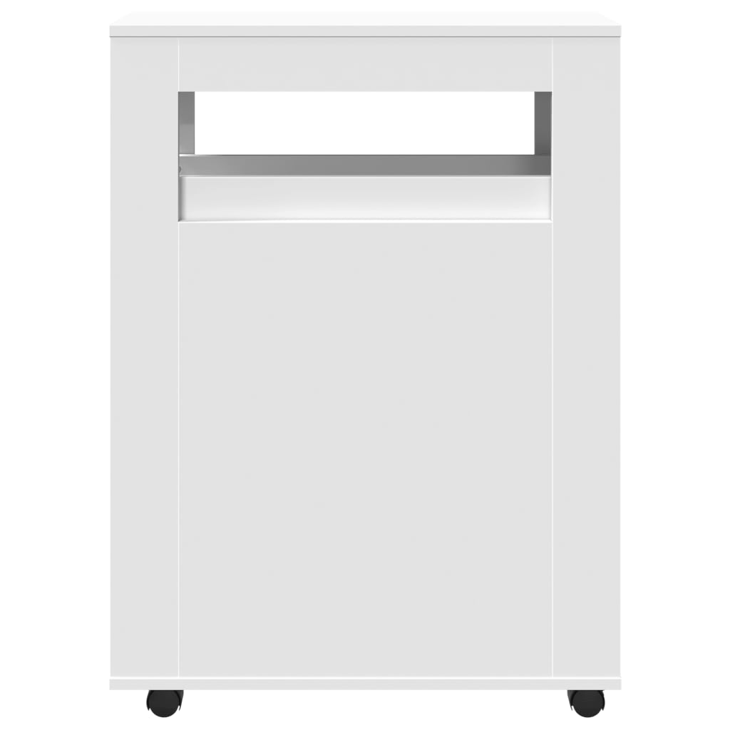 vidaXL Ντουλάπι Μπάνιου Στενό με Ροδάκια Λευκό Επεξ. Ξύλο