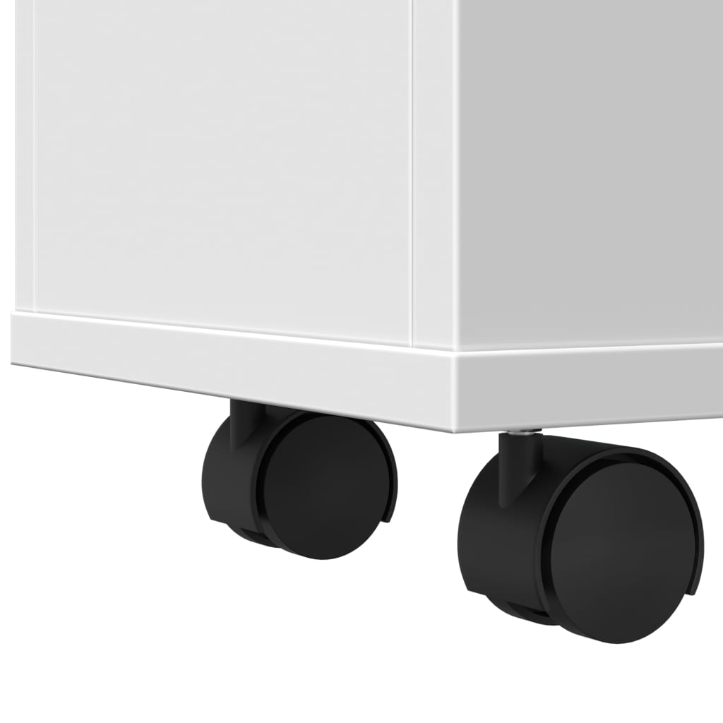 vidaXL Ντουλάπι Μπάνιου Στενό με Ροδάκια Λευκό Επεξ. Ξύλο