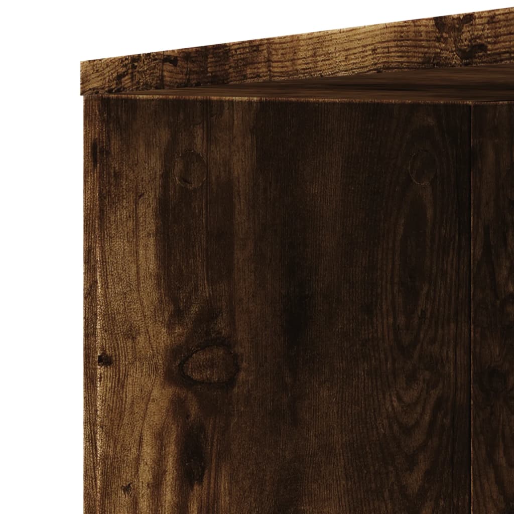 vidaXL Ντουλάπι Μπάνιου Στενό με Ροδάκια Καπνιστή Δρυς Επεξ. Ξύλο