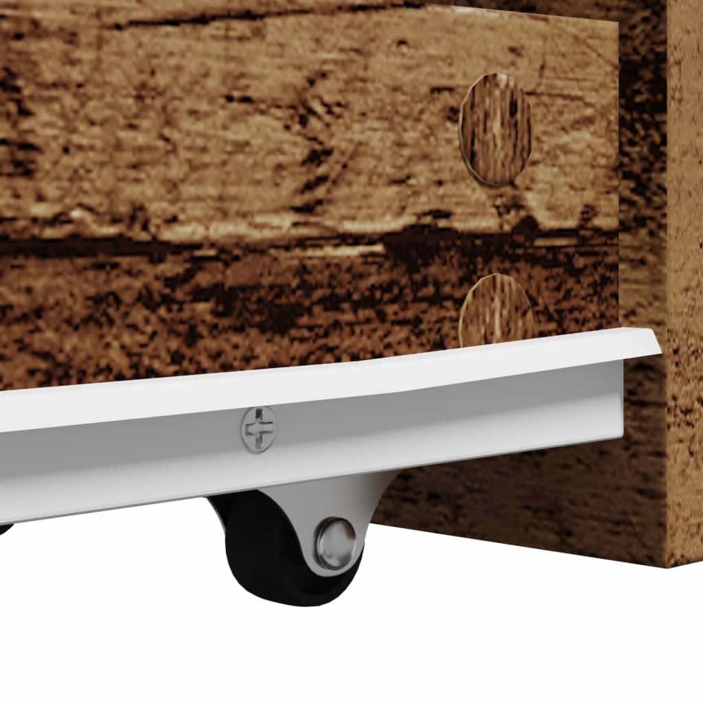 vidaXL Ντουλάπι Μπάνιου Στενό με Ροδάκια Όψη Παλαιού Ξύλου Επεξ. Ξύλο