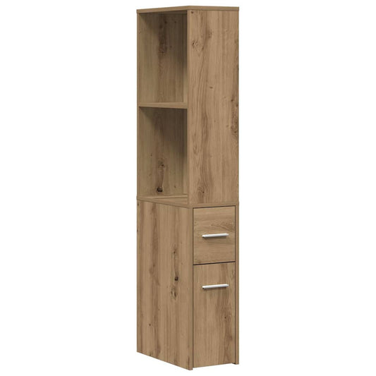 vidaXL Ντουλάπι Μπάνιου Στενό με Ροδάκια Αρτισιανή Δρυς Επεξ. Ξύλο