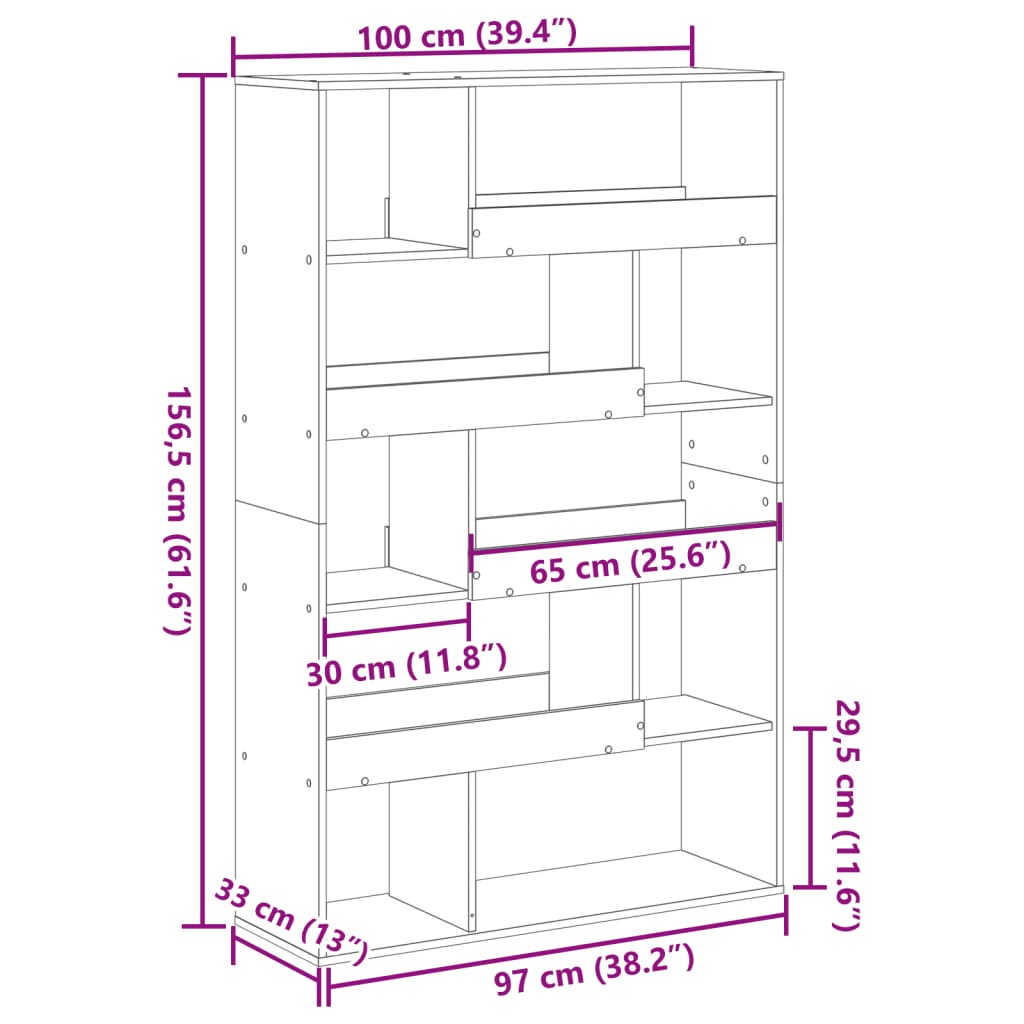 vidaXL Βιβλιοθήκη Καπνιστή Δρυς 100x33x156,5εκ. από Επεξεργασμένο Ξύλο