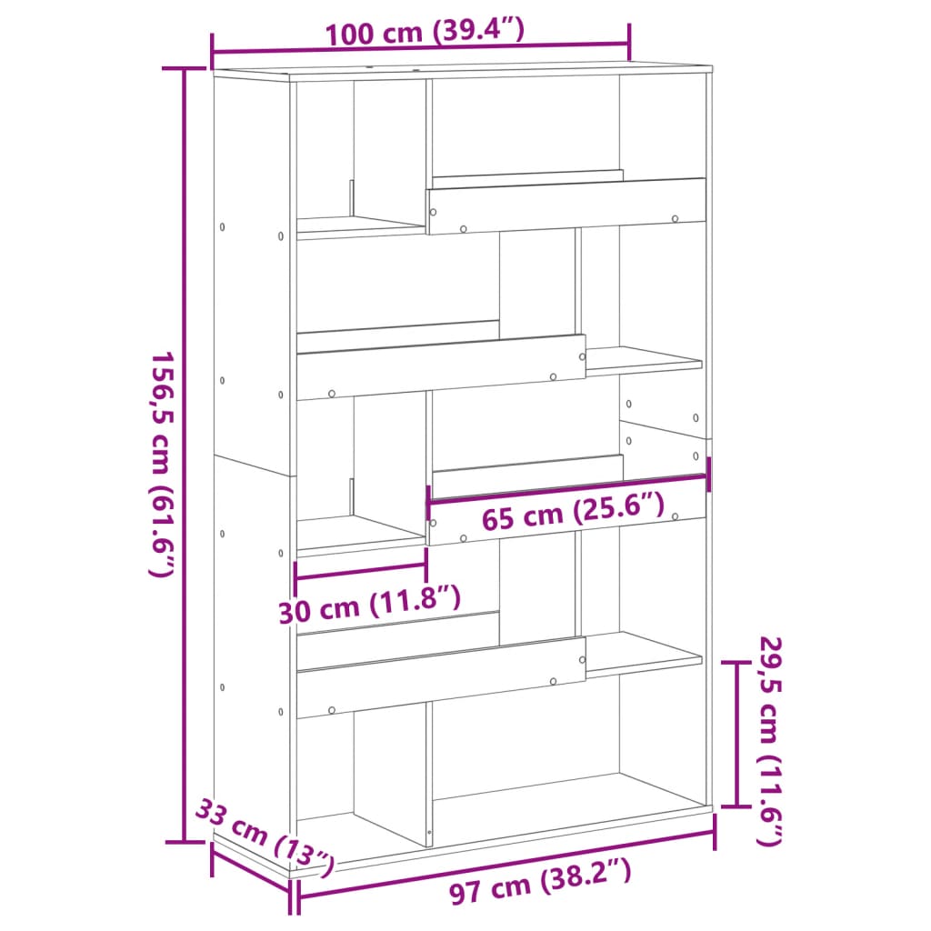 vidaXL Βιβλιοθήκη Αρτισιανή Δρυς 100x33x156,5εκ από Επεξεργασμένο Ξύλο