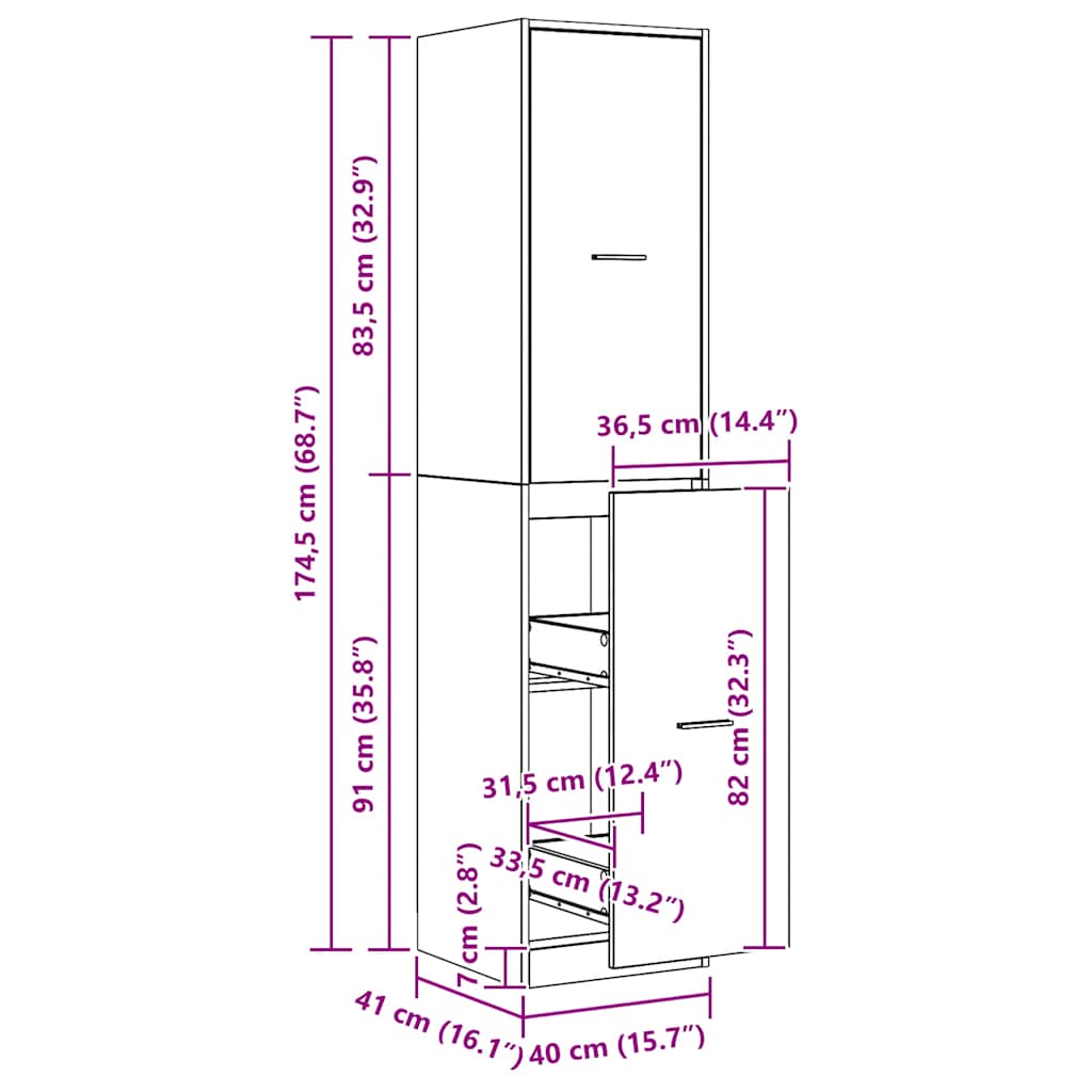 vidaXL Συρταριέρα Γενικής Χρήσης Αρτισιανή Δρυς Επεξ. Ξύλο
