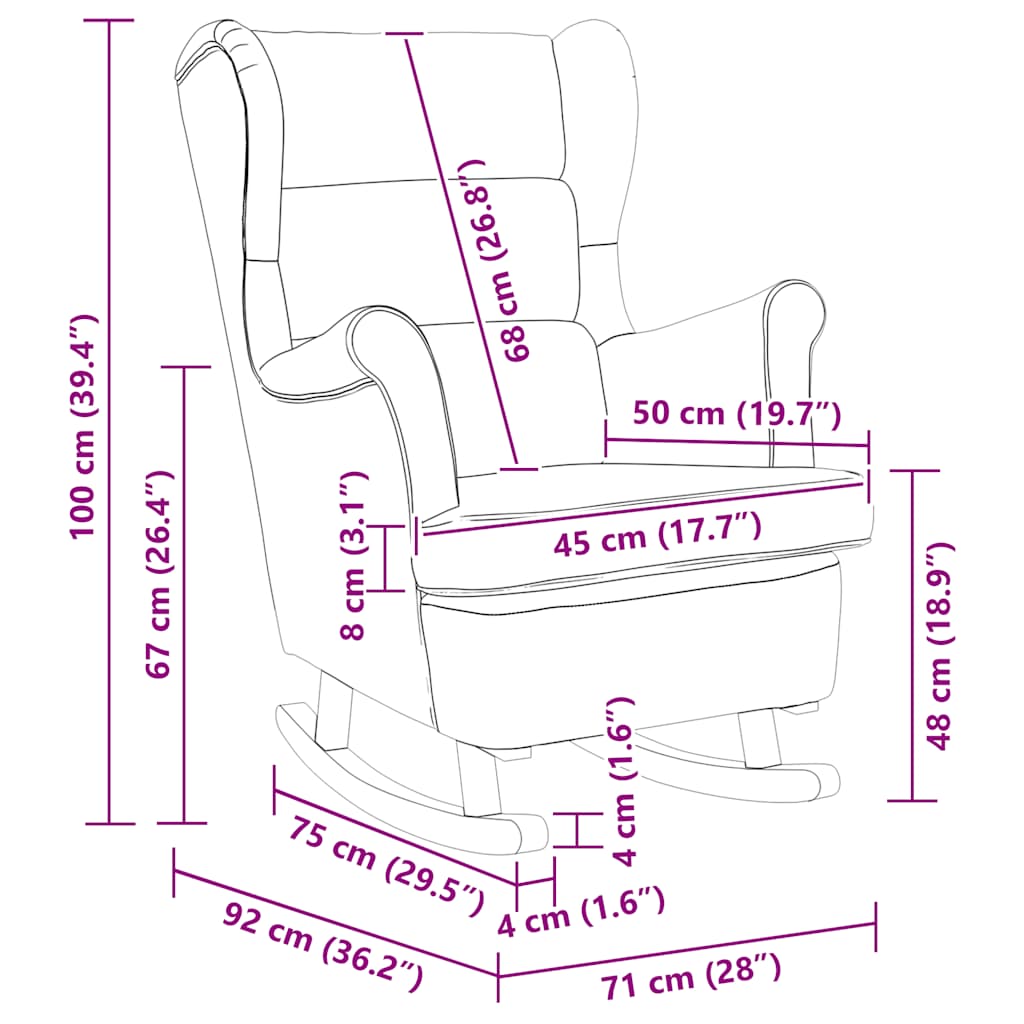 vidaXL Κουνιστή καρέκλα Cream 74x90x102 cm Ύφασμα