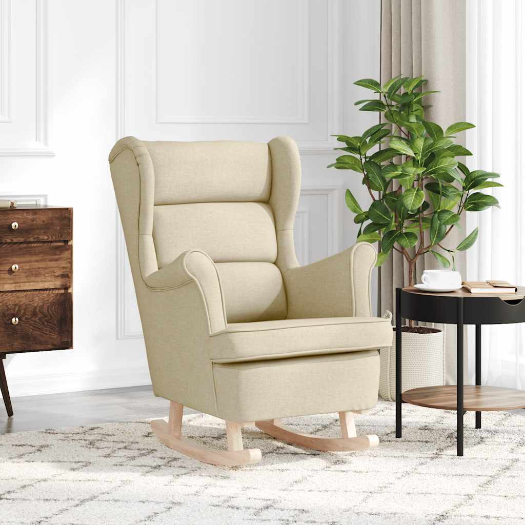 vidaXL Κουνιστή καρέκλα Cream 74x90x102 cm Ύφασμα