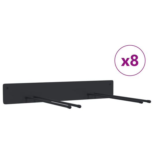 vidaXL Ράφια Αποθ. Εργαλείων Κήπου Επιτοίχια 8 Τεμ. Μαύρα από Ατσάλι