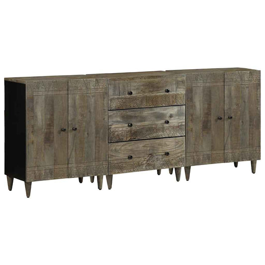 vidaXL 3 τεμαχίων Sideboards ανοιχτό γκρι μασίφ ξύλο Mango