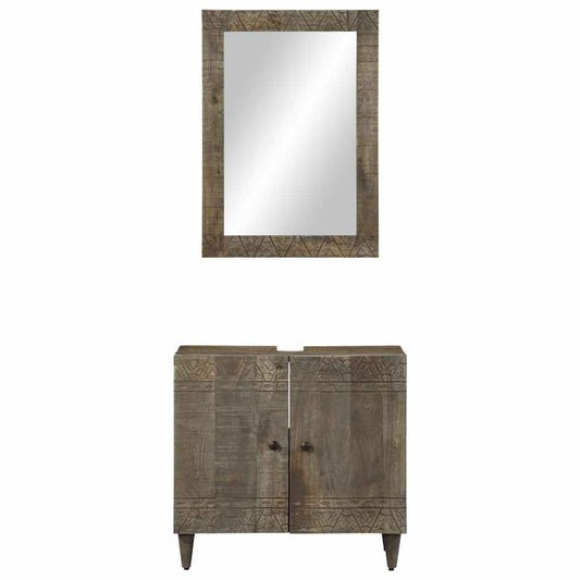 vidaXL Έπιπλα Μπάνιου Σετ 2 Τεμαχίων από Μασίφ Ξύλο Μάνγκο