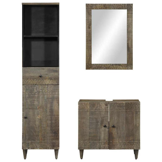 vidaXL Έπιπλα Μπάνιου Σετ 3 Τεμαχίων από Μασίφ Ξύλο Μάνγκο