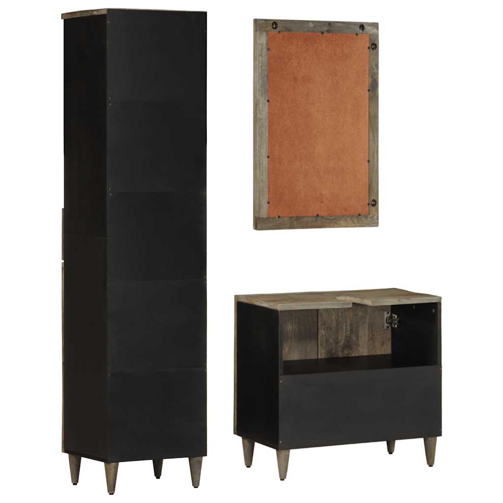 vidaXL Έπιπλα Μπάνιου Σετ 3 Τεμαχίων από Μασίφ Ξύλο Μάνγκο