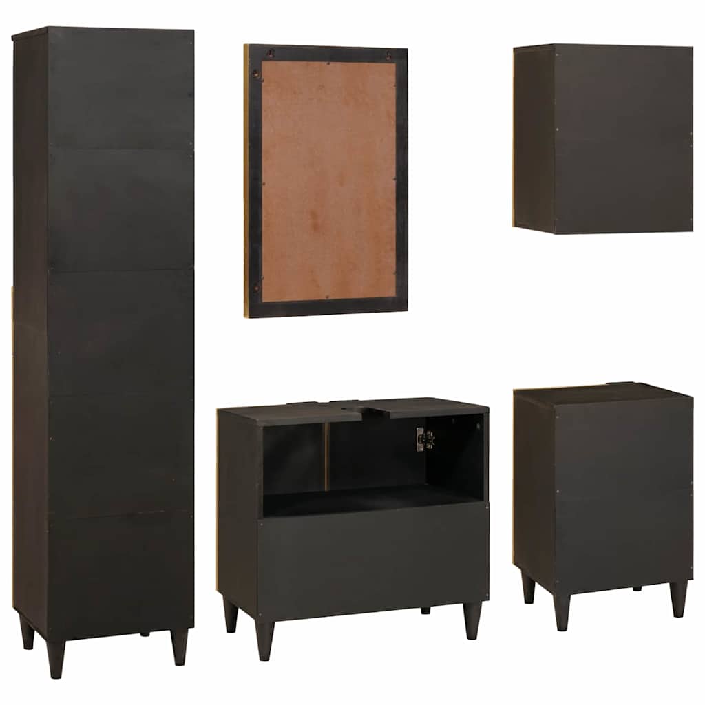 vidaXL Σετ επίπλων μπάνιου 5 pcs Μαύρο και Χρυσό 38 x 33 x 160 εκ.