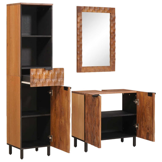 vidaXL Σετ Μπάνιου 3 τμχ. Καφέ Ακακία 38 x 33 x 160 εκ.