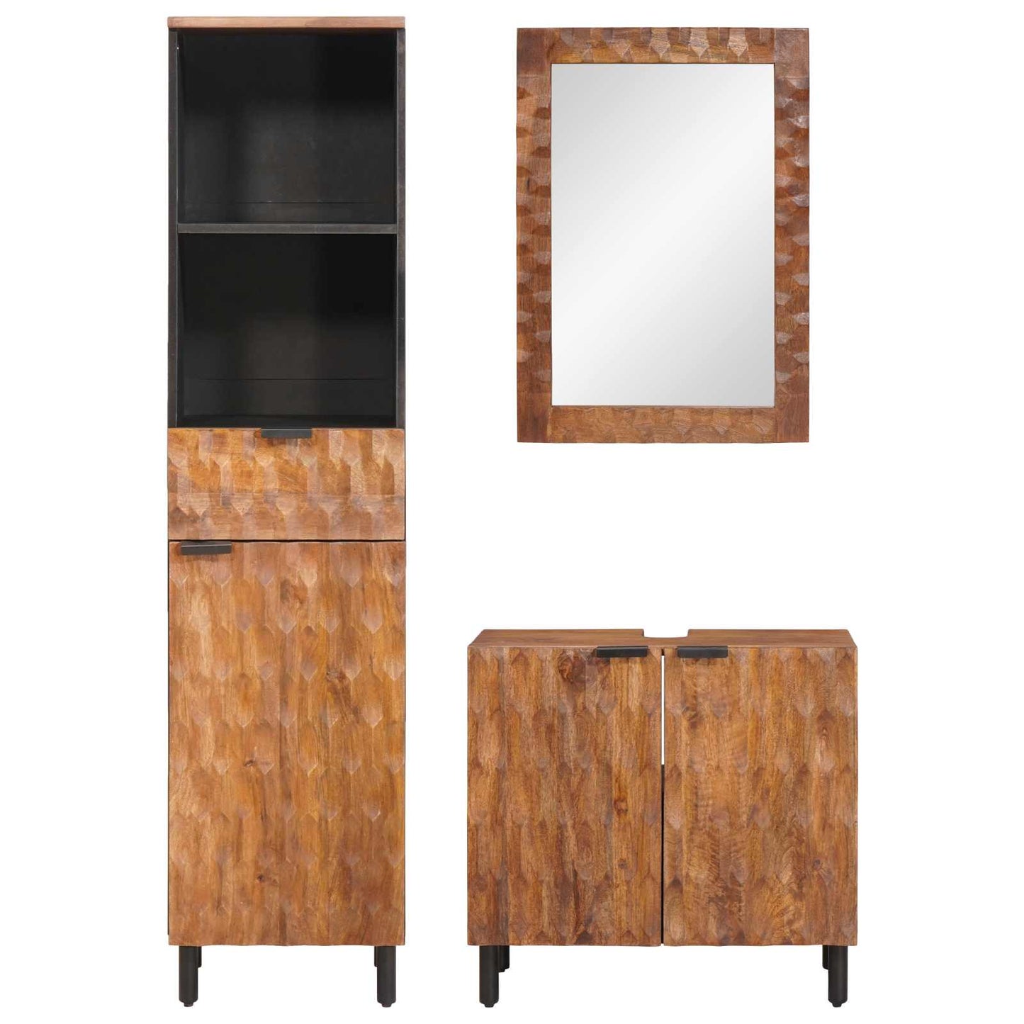 vidaXL Σετ Μπάνιου 3 τμχ. Καφέ Ακακία 38 x 33 x 160 εκ.