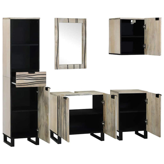 vidaXL Σετ Επίπλων Μπάνιου με ράφι 5 pcs Καφέ καρυδί 38 x 33 x 160 εκ.