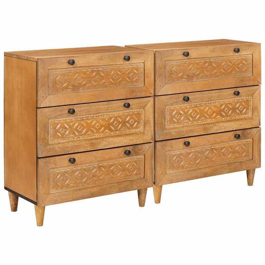 vidaXL Πλαϊνό γραφείο 2 τμχ. 120 x 33,5 x 75 εκ Μασίφ ξύλο μάνγκο Καφέ
