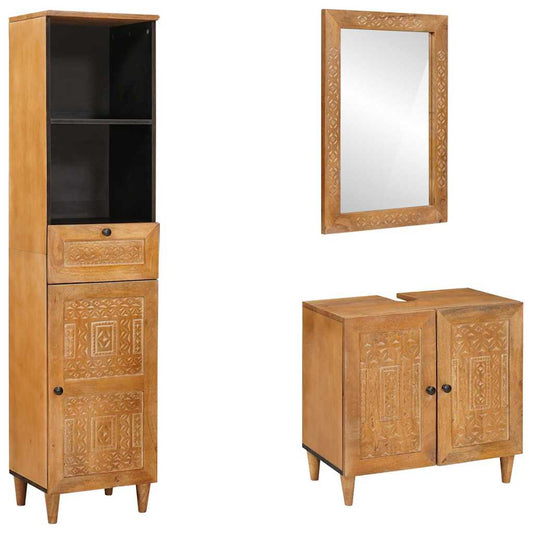 vidaXL Σετ Επίπλων Μπάνιου με συρτάρι 3 pcs Καφέ 38 x 33 x 160 εκ.