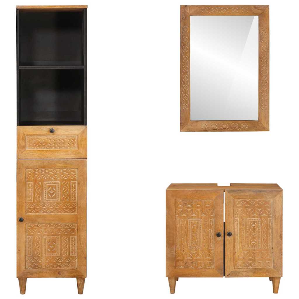 vidaXL Σετ Επίπλων Μπάνιου με συρτάρι 3 pcs Καφέ 38 x 33 x 160 εκ.