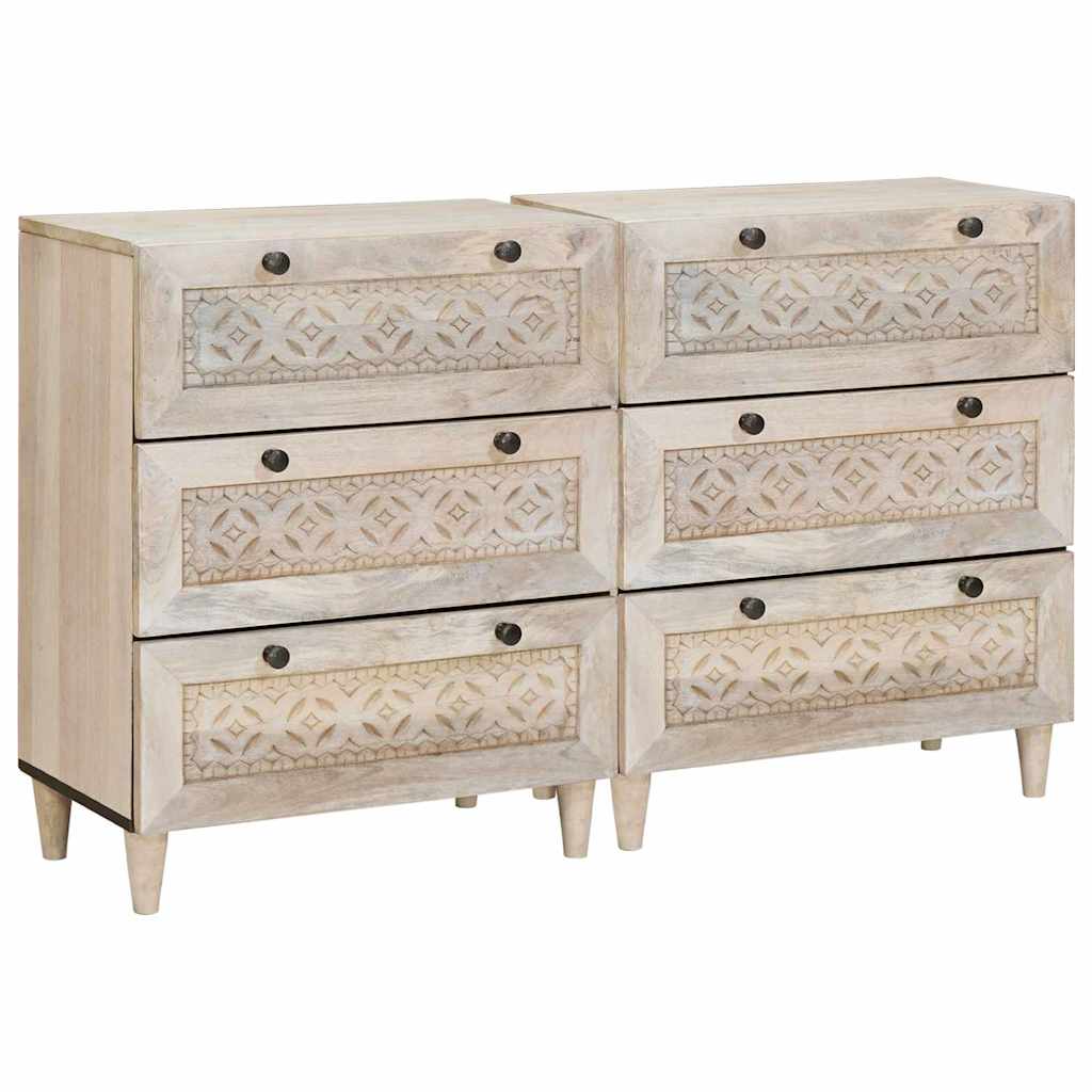 vidaXL Πλαϊνό γραφείο 2 pcs Λευκό 120 x 33,5 x 75 εκ Μασίφ ξύλο μάνγκο
