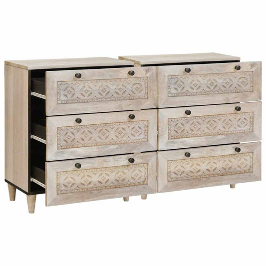vidaXL Πλαϊνό γραφείο 2 pcs Λευκό 120 x 33,5 x 75 εκ Μασίφ ξύλο μάνγκο