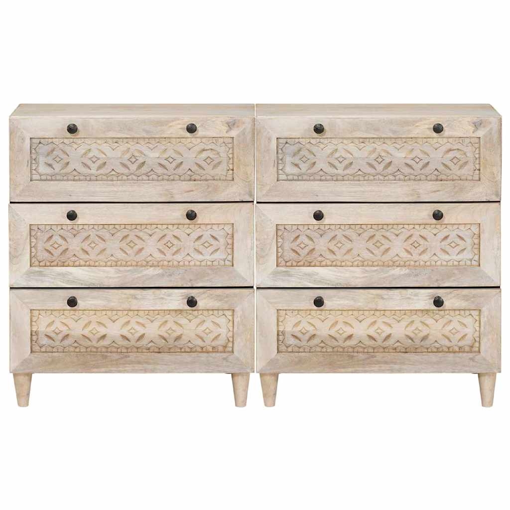 vidaXL Πλαϊνό γραφείο 2 pcs Λευκό 120 x 33,5 x 75 εκ Μασίφ ξύλο μάνγκο