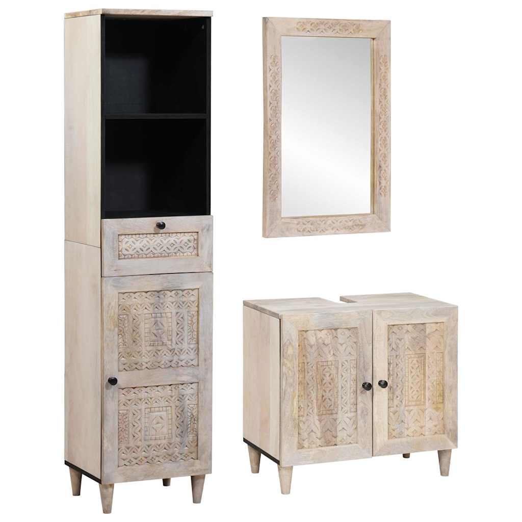 vidaXL Σετ Επίπλων Μπάνιου με συρτάρι 3 pcs Λευκό 38 x 33 x 160 εκ.