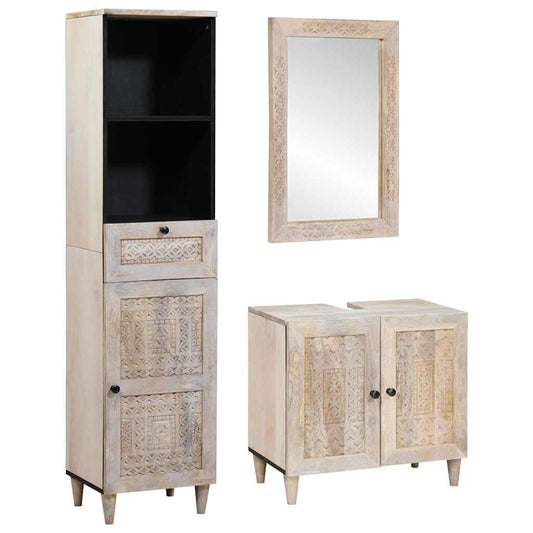 vidaXL Σετ Επίπλων Μπάνιου με συρτάρι 3 pcs Λευκό 38 x 33 x 160 εκ.