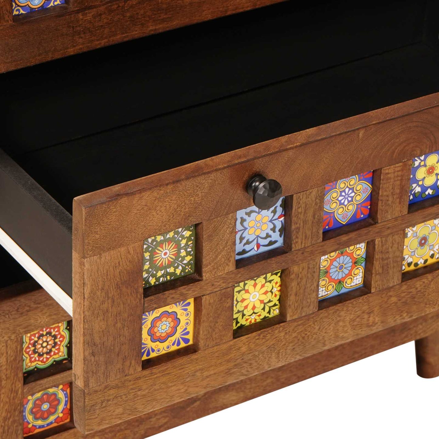 vidaXL Πλαϊνό γραφείο 3 pcs Καρυδιά Στερεό ξύλο μάνγκο