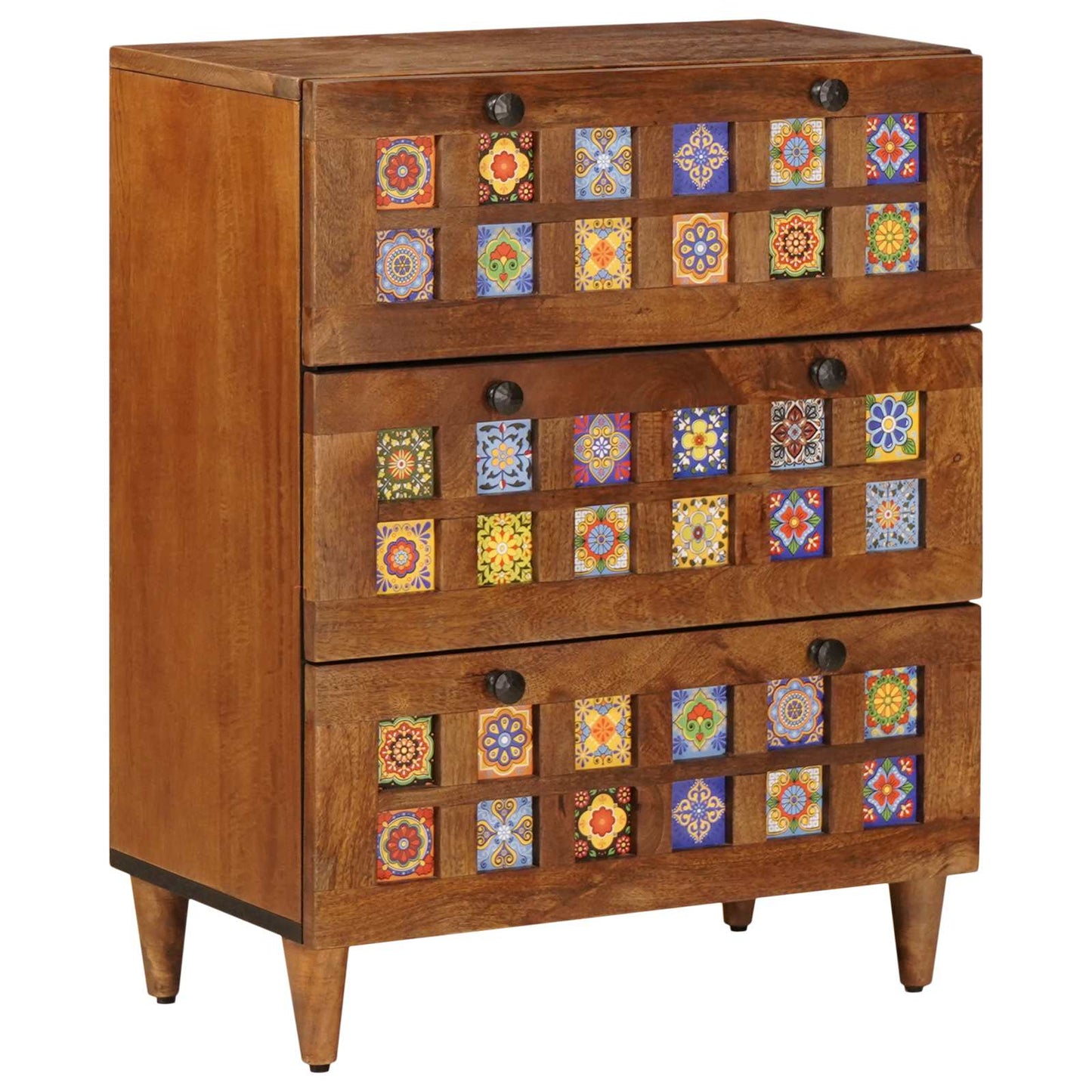 vidaXL Πλαϊνό γραφείο 3 pcs Καρυδιά Στερεό ξύλο μάνγκο