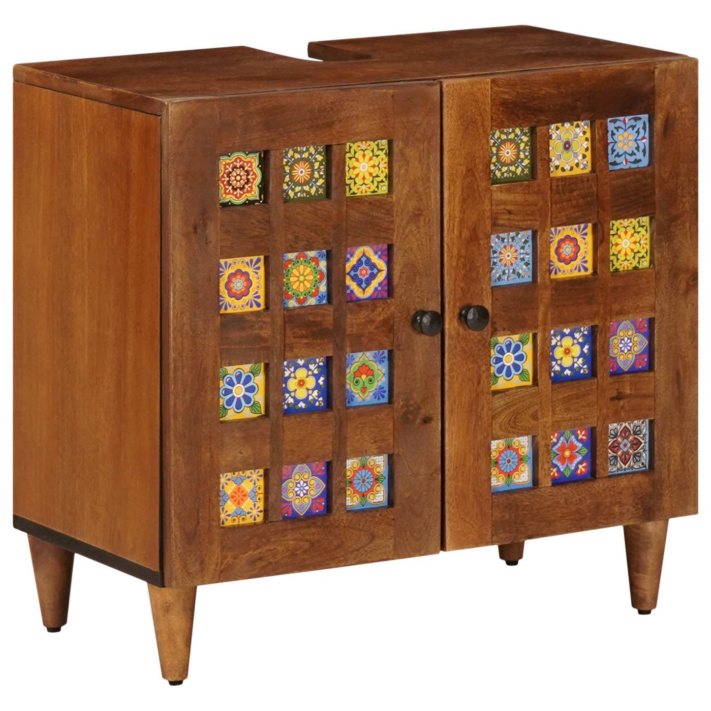 vidaXL Σετ Επίπλων Μπάνιου με συρτάρι 5 pcs Καρυδιά Στερεό ξύλο μάνγκο