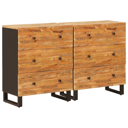 vidaXL Πλαϊνό γραφείο 2 τμχ. 60 x 33 x 75 cm Στερεό ξύλο μάνγκο Καφέ