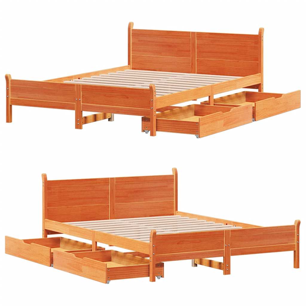 vidaXL Σκελετός Κρεβ. Χωρίς Στρώμα Καφέ Κεριού 120x200 εκ Μασίφ Πεύκο