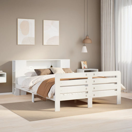 vidaXL Σκελετός Κρεβ. Χωρίς Στρώμα Λευκό 135x190 εκ Μασίφ Πεύκο